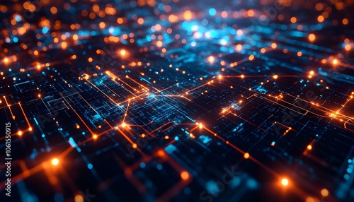 Wallpaper Mural A vibrant abstract illustration showcasing glowing circuits and lights, representing technology and digital connectivity. Torontodigital.ca