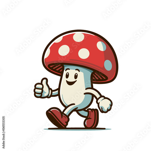 Mushroom character mascot. Isolated vector illustration