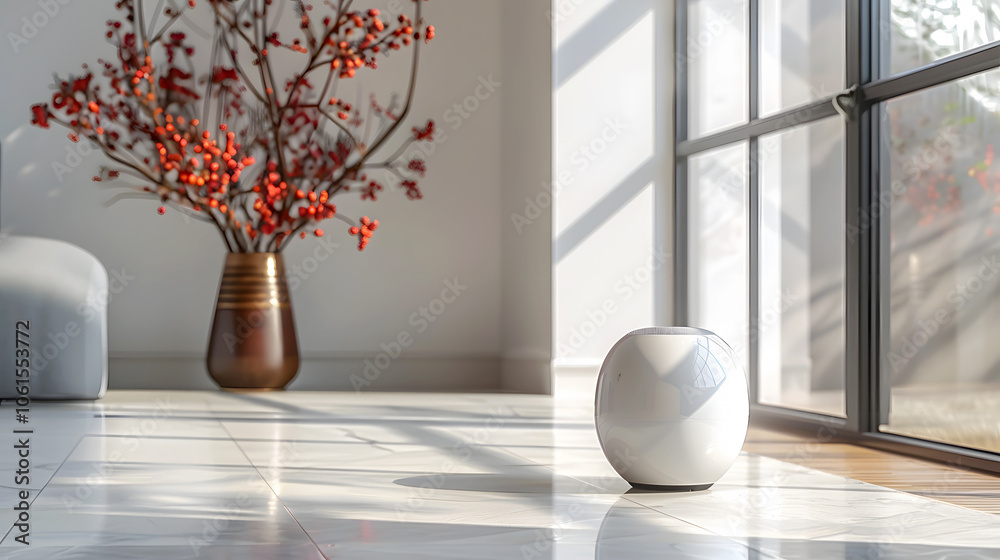 Modern Wireless Speaker on a White Surface Modern Wireless Speaker on a White Surface