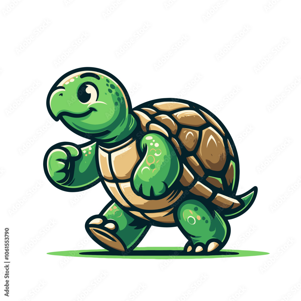Fototapeta premium Modern turtle mascot character isolated vector illustration
