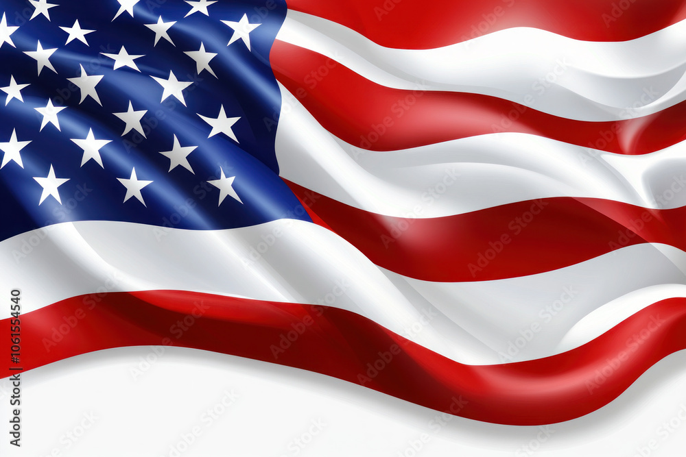 American flag waving proudly against blue background, symbolizing patriotism and freedom. American flag waving proudly against blue background, symbolizing patriotism and freedom.