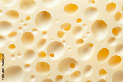 Swiss cheese wedge with characteristic holes. Concept of dairy product photo