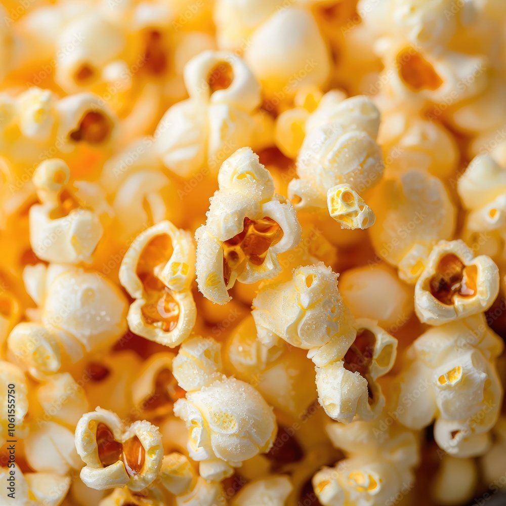 Freshly Popped Golden Popcorn Close-Up Freshly Popped Golden Popcorn Close-Up