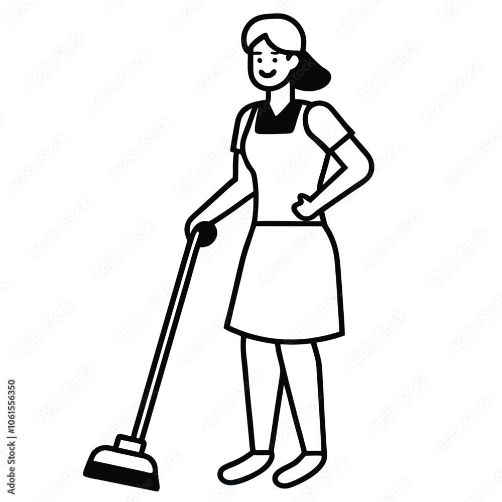 minimalist maid with a vacuum cleaner icon Adobe Illustrator Artwork minimalist maid with a vacuum cleaner icon Adobe Illustrator Artwork