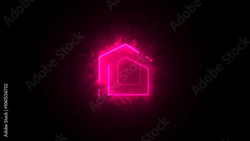 House neon icon and area square. Real estate set elements.