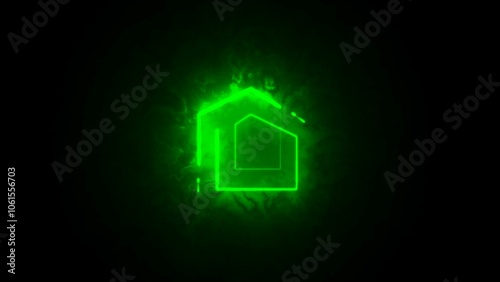 House neon icon and area square. Real estate set elements.