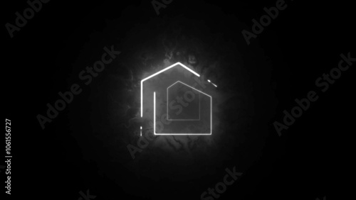 House neon icon and area square. Real estate set elements.