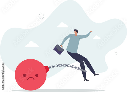 Stressed burden, anxiety or negative thinking, anger or emotional causing problem, mental health or depression,flat characters.
