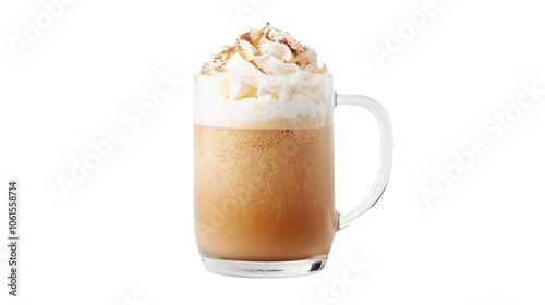 Delicious coffee drink topped with whipped cream and caramel.