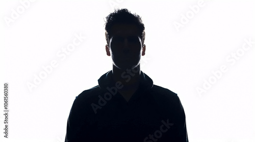 Silhouette of an unknown male figure, isolated on a white background.