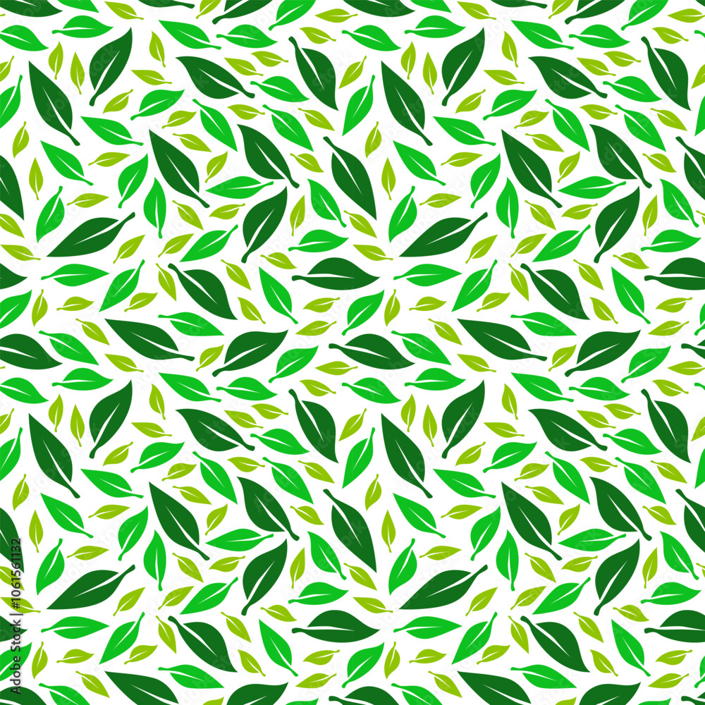 Fototapeta premium Green tea leaf seamless pattern. seamless patterns with green leaves of tea. tea leaves pattern background. green leaves vector pattern background. 