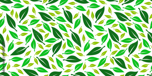 Green tea leaf seamless pattern. seamless patterns with green leaves of tea. tea leaves pattern background. green leaves vector pattern background. 