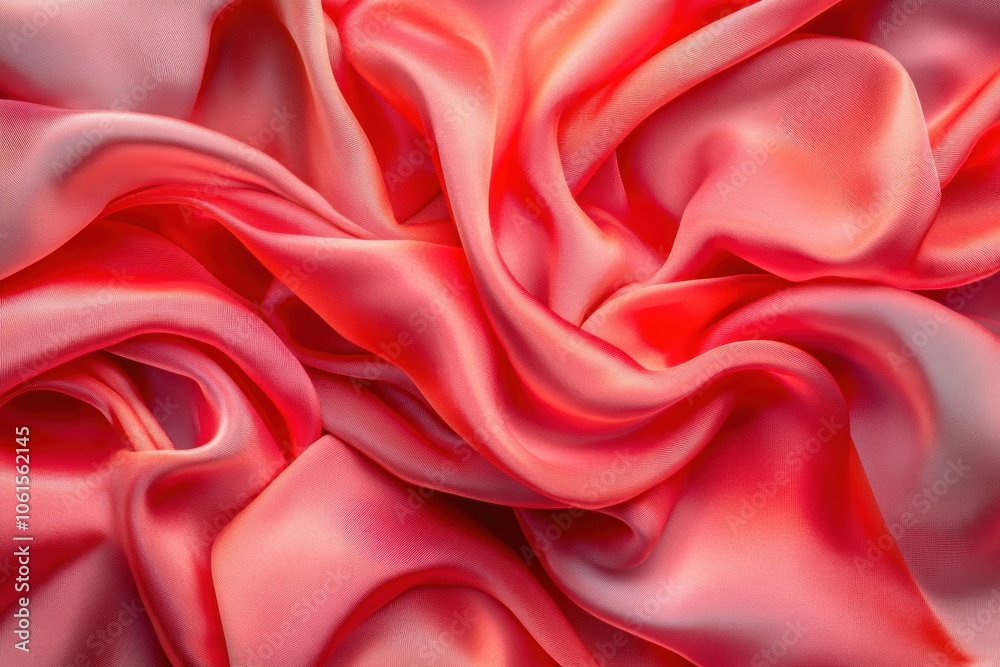 A close-up of soft, flowing coral fabric, showcasing its texture and sheen.