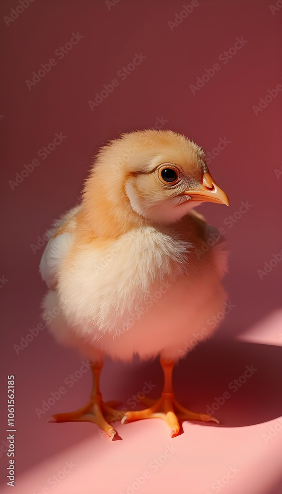 Pollito de pascua con fondo rosa Pollito de pascua con fondo rosa