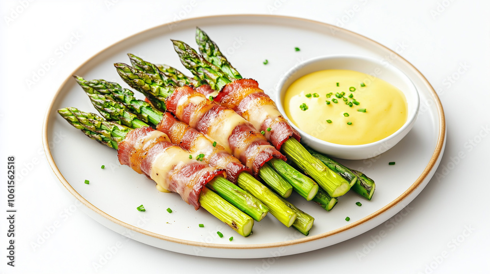 Bacon-wrapped asparagus with creamy dipping sauce Bacon-wrapped asparagus with creamy dipping sauce