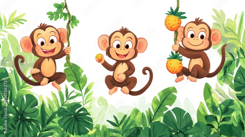 Adorable Cartoon Monkey Illustrations for Kids Adorable Cartoon Monkey Illustrations for Kids