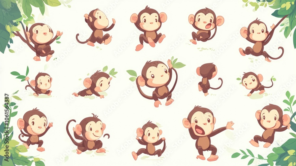 Cheerful Cartoon Monkey Illustrations for Fun Designs Cheerful Cartoon Monkey Illustrations for Fun Designs