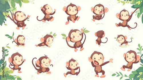 Cheerful Cartoon Monkey Illustrations for Fun Designs