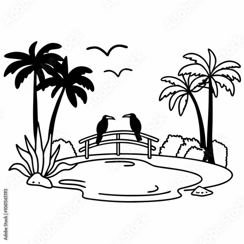 Serene Oasis Vector Art