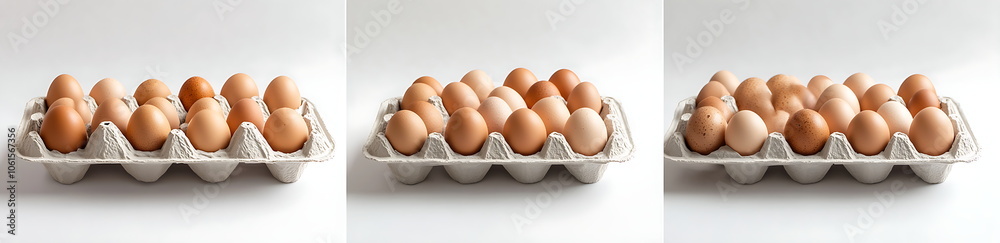 Pile of brown eggs in a carton tray isolated Pile of brown eggs in a carton tray isolated