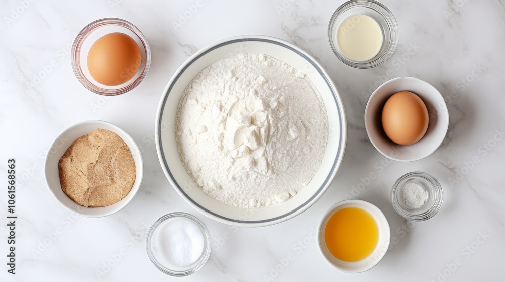 Top-Down View of Ingredients for Gluten-Free Pancakes