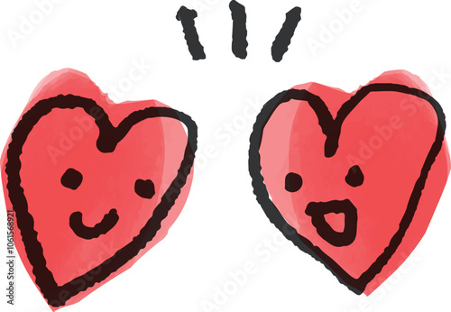 話し合う・手書き風かわいいハートのイラスト