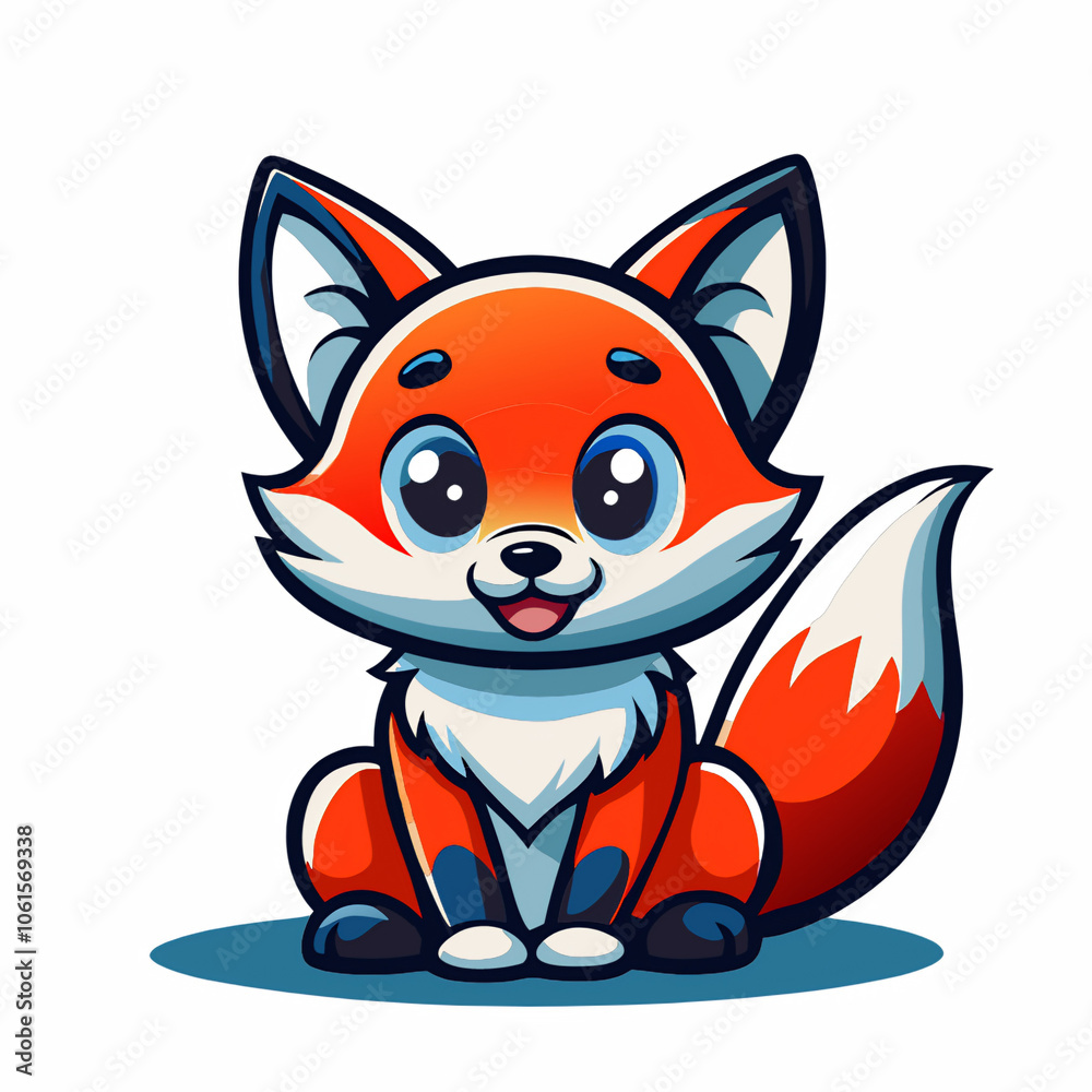 Obraz premium fox character. fox, cartoon, animal, illustration, vector, cat, mammal, cute, dog, fun, squirrel, drawing, fur, funny, tail, wild, nature, red, art, orange, character, smile, wildlife, kitten, baby