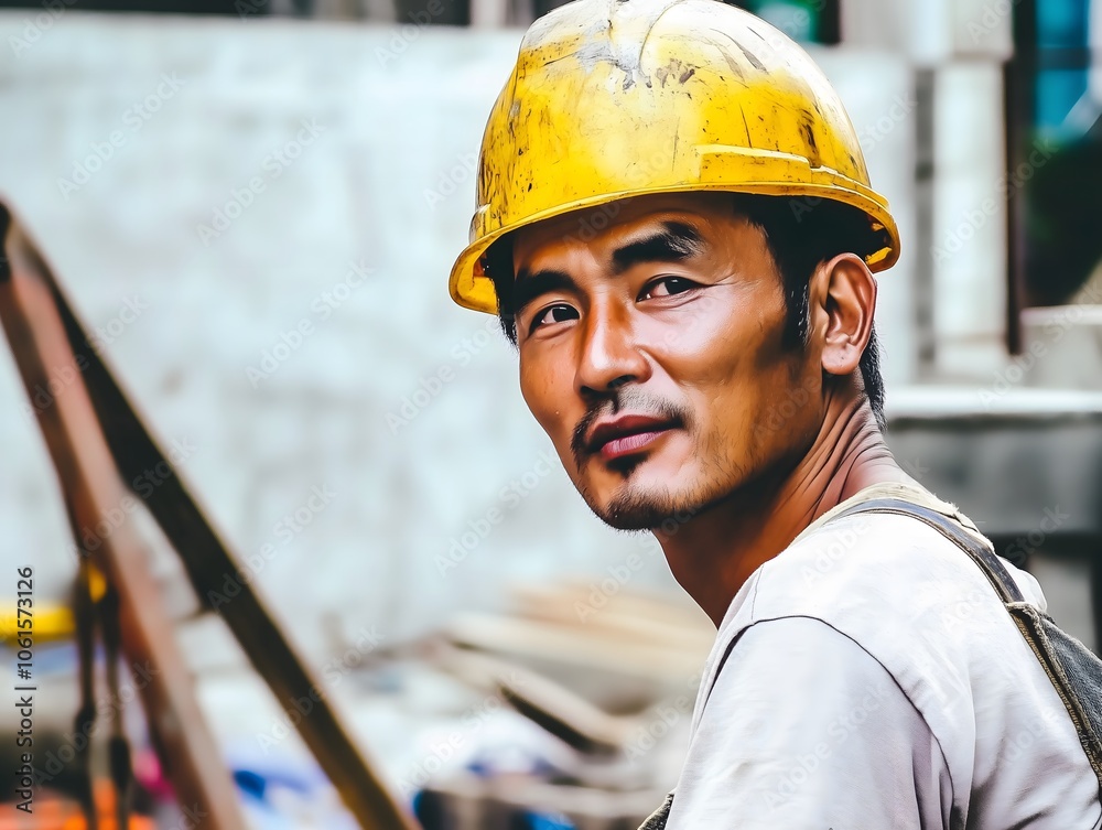 Man Safety Asian construction work worker Portrait Man Safety Asian construction work worker Portrait