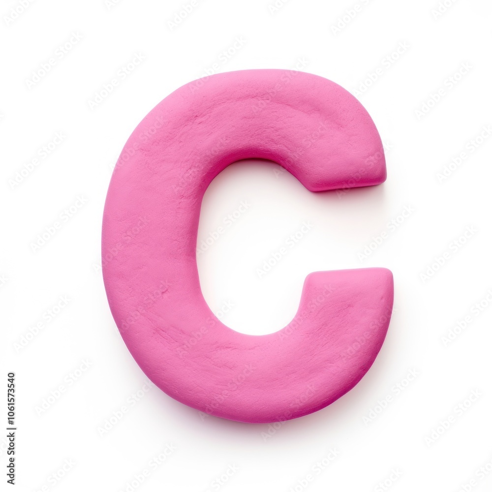 Plasticine letter C text number pink.