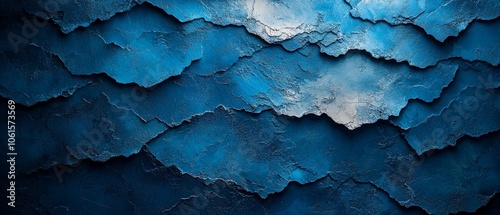 A textured blue surface resembling layered waves or rock formations.