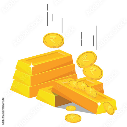 Indian rupee coin gold India money vector illustration