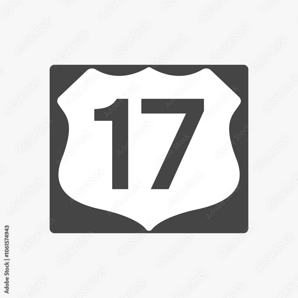 U.S. Route 17 sign. Highway road shield. Travel information mark. Vector illustration U.S. Route 17 sign. Highway road shield. Travel information mark. Vector illustration