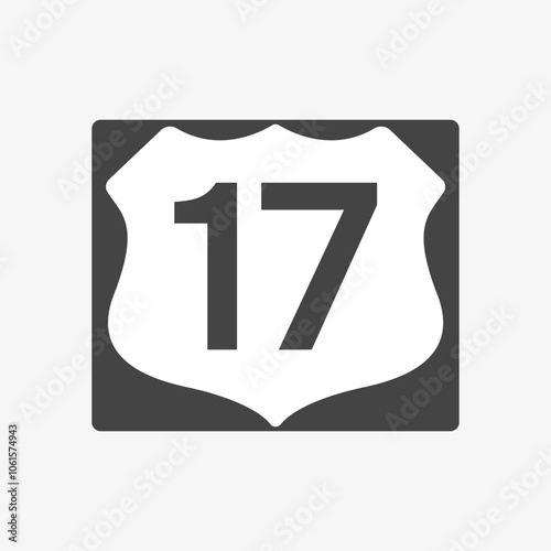 U.S. Route 17 sign. Highway road shield. Travel information mark. Vector illustration