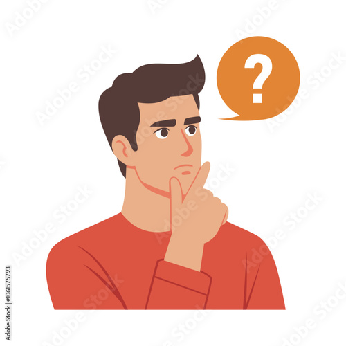 man thinking cartoon illustration in flat vector design