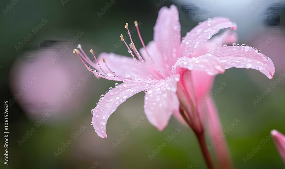 Nerine bowdenii with dew, Generative AI Nerine bowdenii with dew, Generative AI