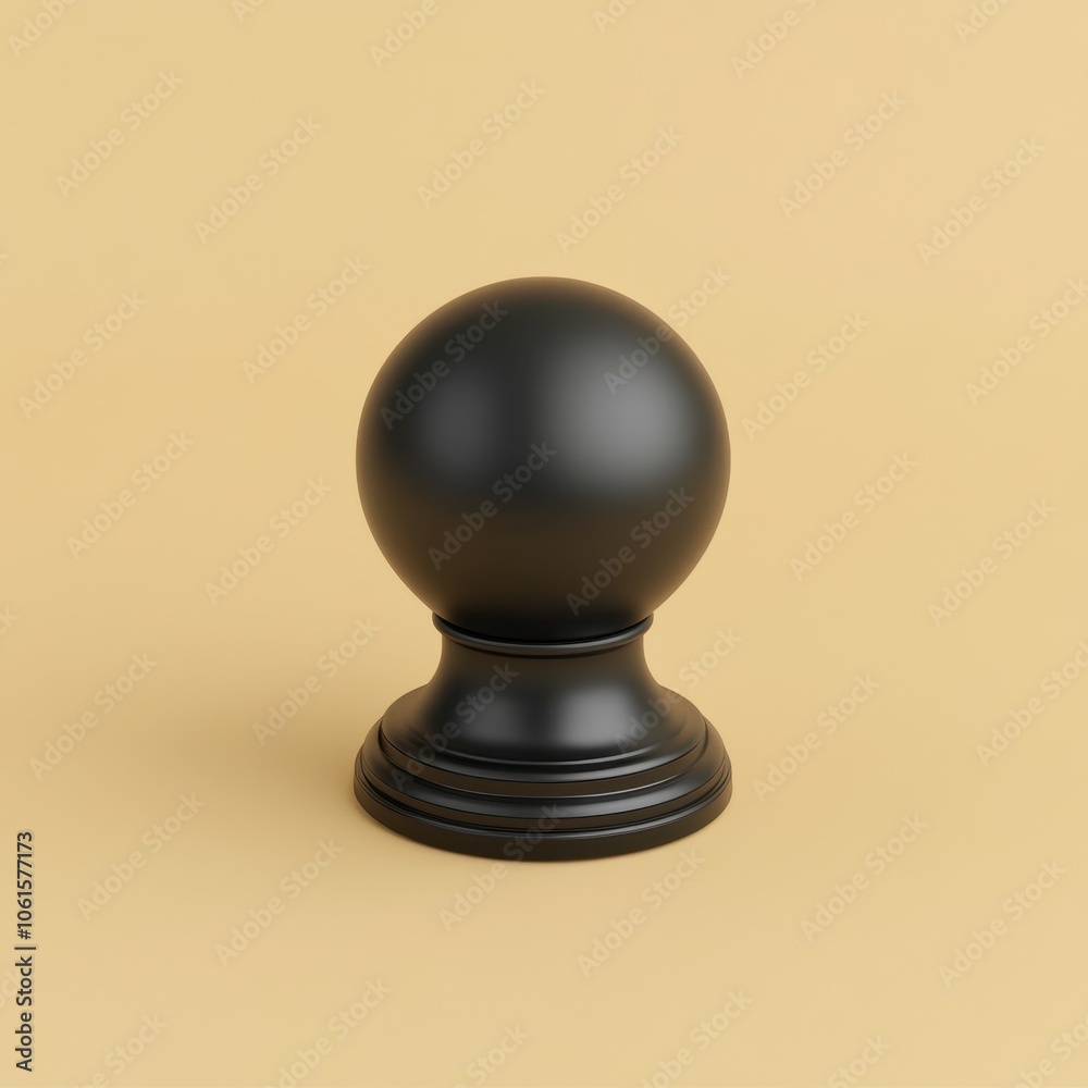 Minimalist Black Sphere on Wooden Base Minimalist Black Sphere on Wooden Base