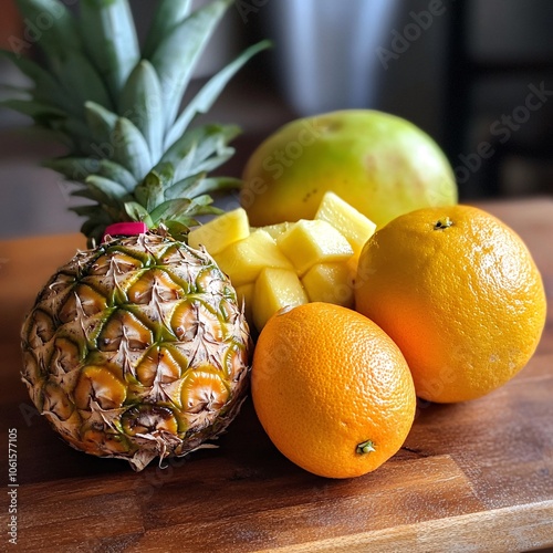 fruits on the table, Thai fruit , pline apple,orange,apple,guawa photo