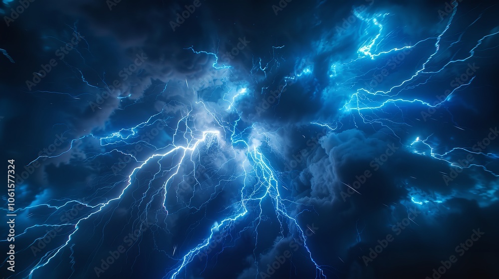 Blue Lightning with Dark Background, 3D Rendering, 8K Realistic Blue Lightning with Dark Background, 3D Rendering, 8K Realistic