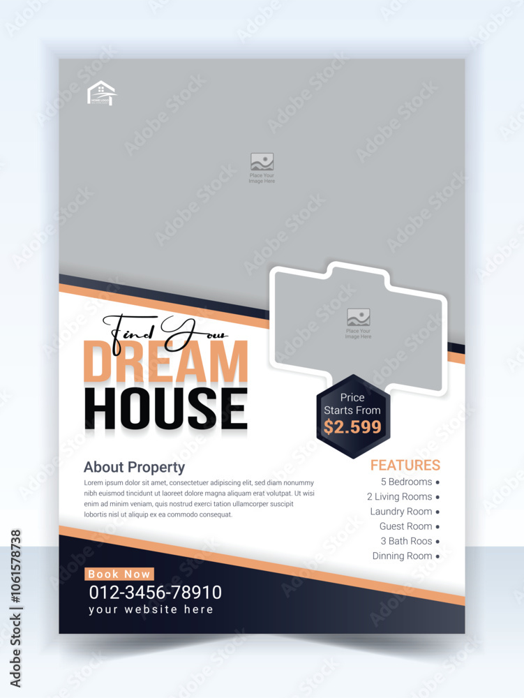 Fototapeta premium Real estate house property flyer poster template