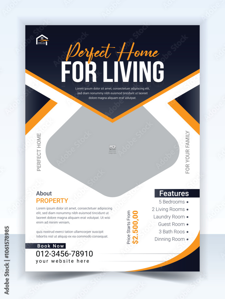 Obraz premium Real estate house property flyer poster template