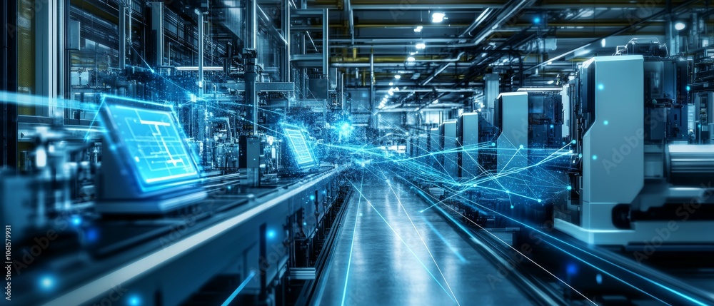 Fototapeta premium The Connected Machines, Digital Twins in Manufacturing