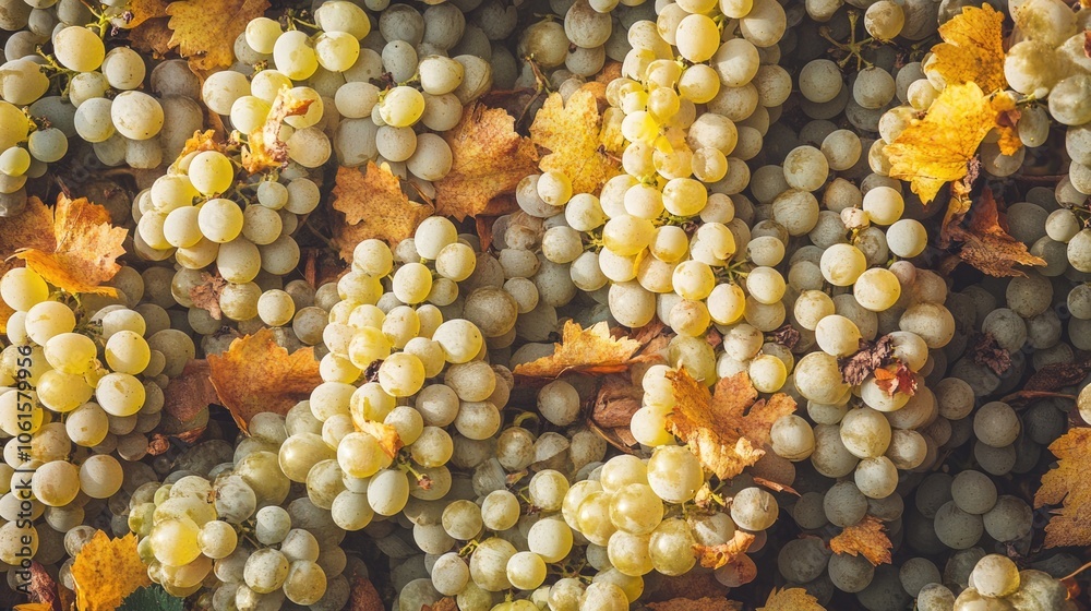 Sun-kissed Harvest: Freshly Picked Ripe White Grapes in Villarrobledo Vineyard Sun-kissed Harvest: Freshly Picked Ripe White Grapes in Villarrobledo Vineyard