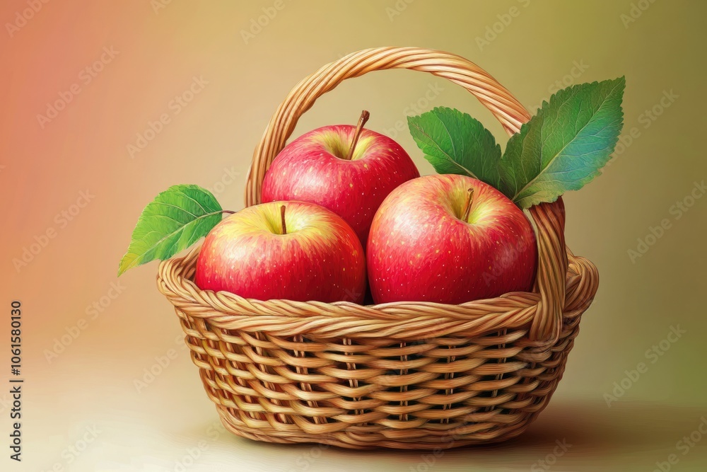 Autumn Harvest: Colorful Fruits in Wicker Basket - Fresh and Healthy Apple Market Concept Autumn Harvest: Colorful Fruits in Wicker Basket - Fresh and Healthy Apple Market Concept