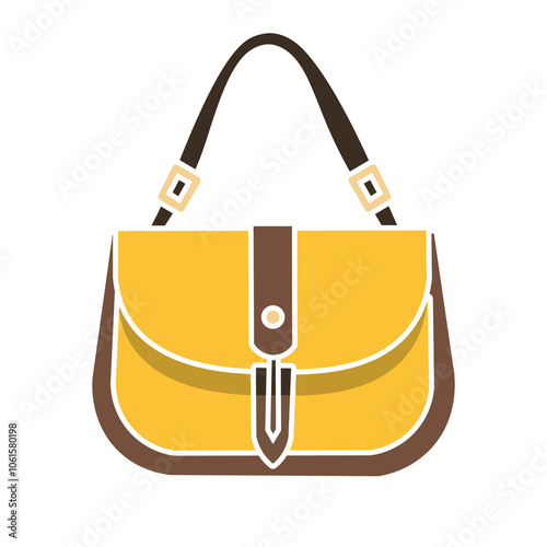 Yellow shoulder bag vector illustration, women yellow bags clip art, isolated on white background