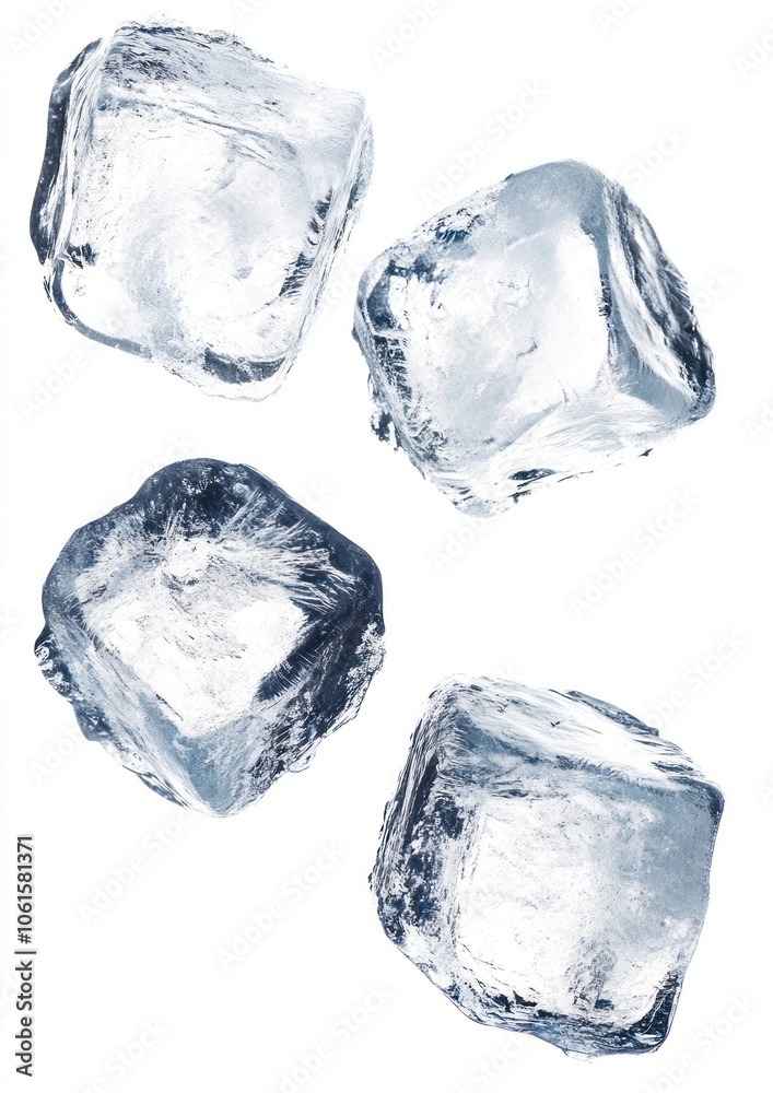 Obraz premium Four flying ice cubes accessories accessory gemstone.