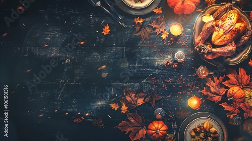 Wallpaper Mural Thanksgiving dinner background concept with turkey Torontodigital.ca