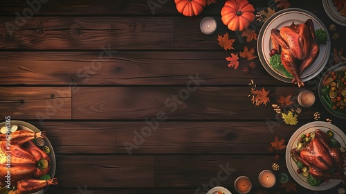 Wallpaper Mural Thanksgiving dinner background concept with turkey Torontodigital.ca