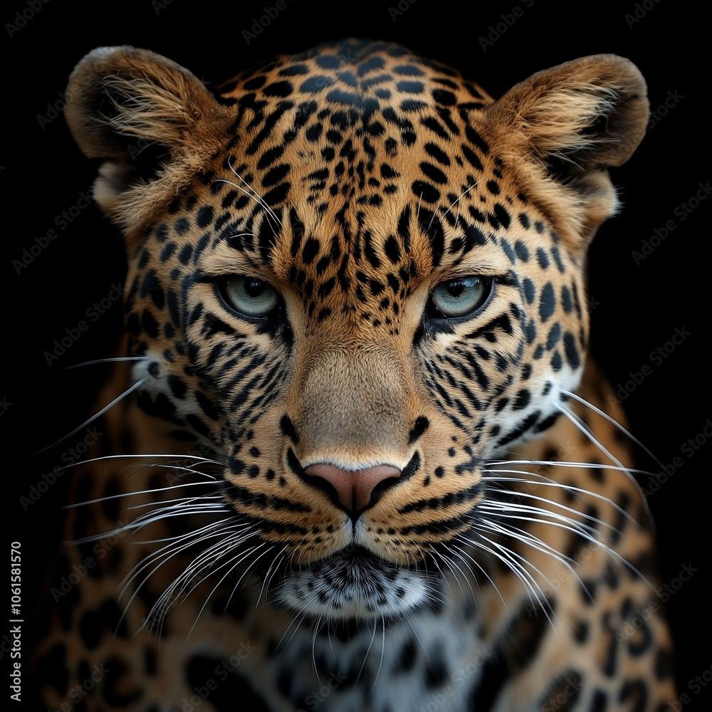 Regal Leopard Head with Intense Gaze Regal Leopard Head with Intense Gaze