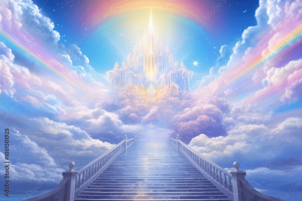 Fototapeta premium Rainbow way to heaven architecture backgrounds building.