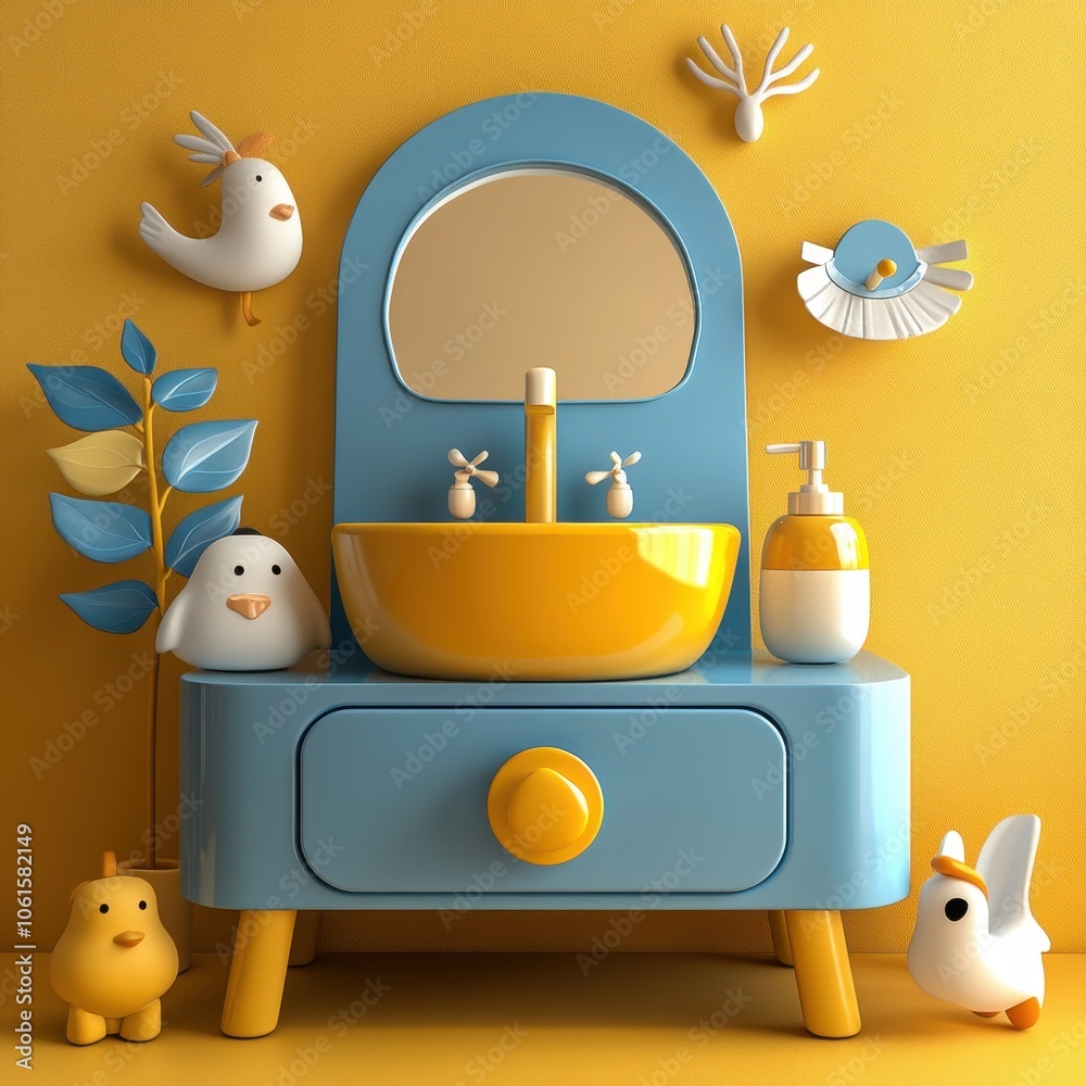 Fototapeta premium Colorful and Whimsical Children's Vanity Set